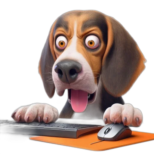 animal, staff, anthropomorphic, dog, big, yellow, eyes, protruding transparent PNG cut-out