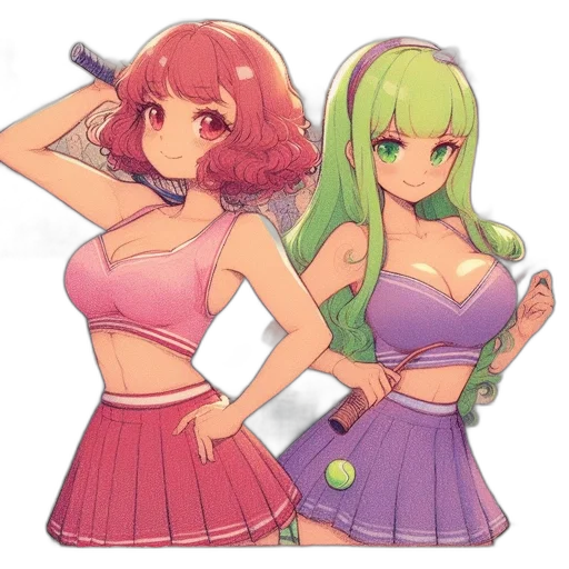 dress, staff, anime, pixel art, vaporwave, concept art, pastel, green transparent PNG cut-out