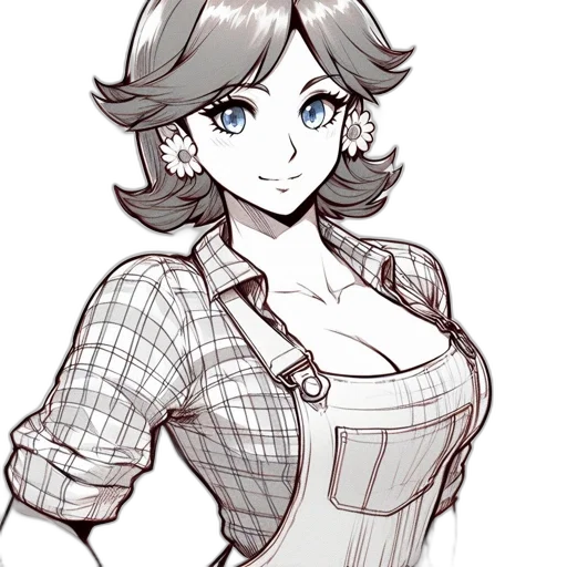 dress, robot, staff, cartoon, anime, pencil sketch, concept art, monochrome transparent PNG cut-out