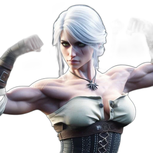 concept art, fantasy art, comic book art, 3d render, woman, striking, features, wearing transparent PNG cut-out