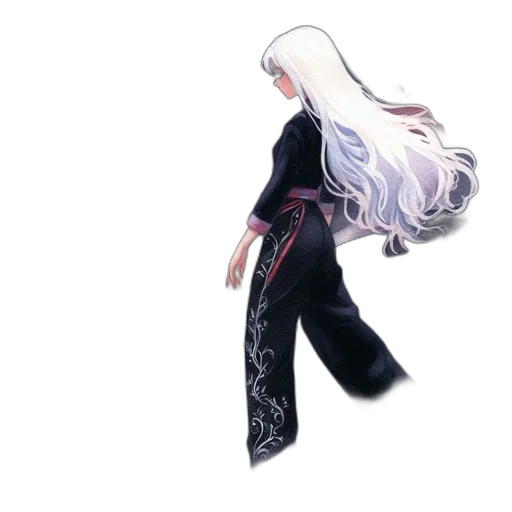 hair, sword, dress, staff, concept art, watercolor, pixel art, fantasy art transparent PNG cut-out