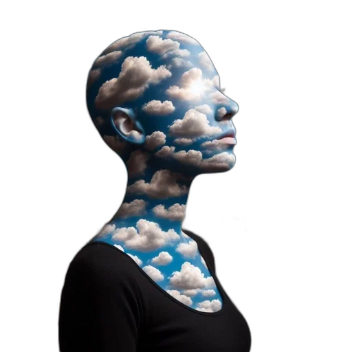 face, mask, robot, umbrella, concept art, photorealistic, fantasy art, 3d render transparent PNG cut-out