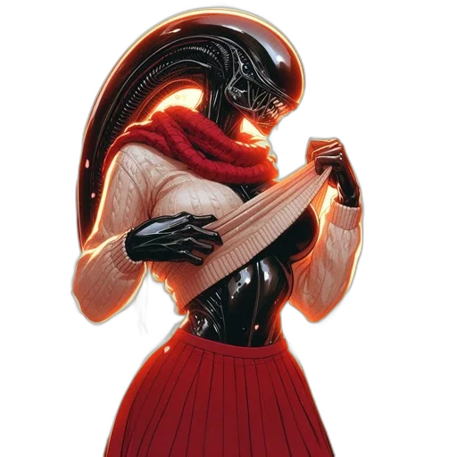 dress, mask, hair, weapon, comic book art, concept art, fantasy art, cyberpunk transparent PNG cut-out
