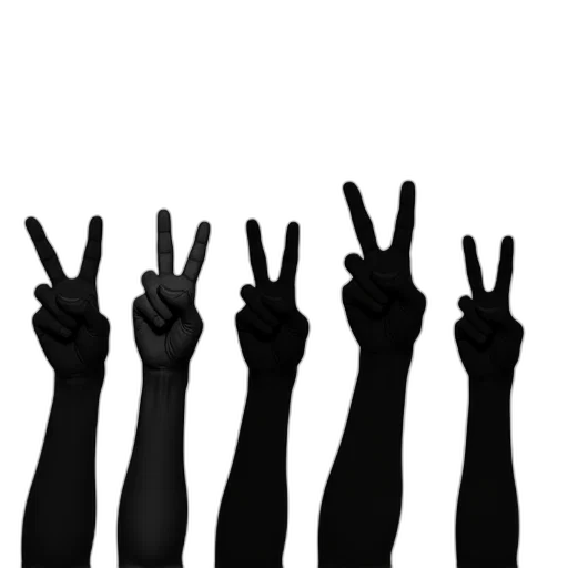 staff, weapon, series, five, black, silhouettes, hands, raised transparent PNG cut-out