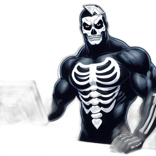 comic book art, concept art, 3d render, cartoon, monochrome, imposing, figure, black transparent PNG cut-out