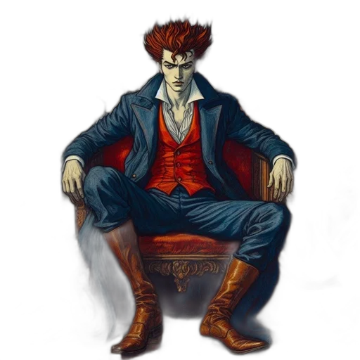 jacket, staff, furniture, crown, concept art, fantasy art, comic book art, pixel art transparent PNG cut-out