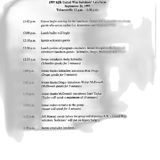 schedule, 1997, rjr, united, way, solicitors, luncheon, shown transparent PNG cut-out
