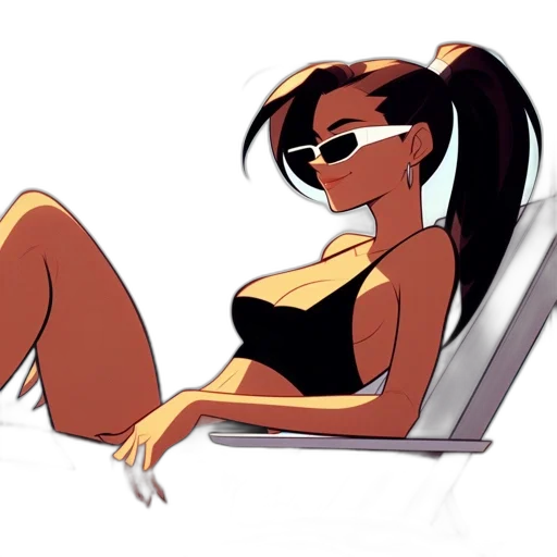 cartoon, concept art, comic book art, anime, animated, figure, woman, relaxes transparent PNG cut-out