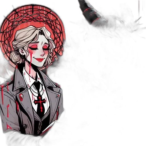 jacket, crown, mask, hair, concept art, comic book art, pixel art, anime transparent PNG cut-out