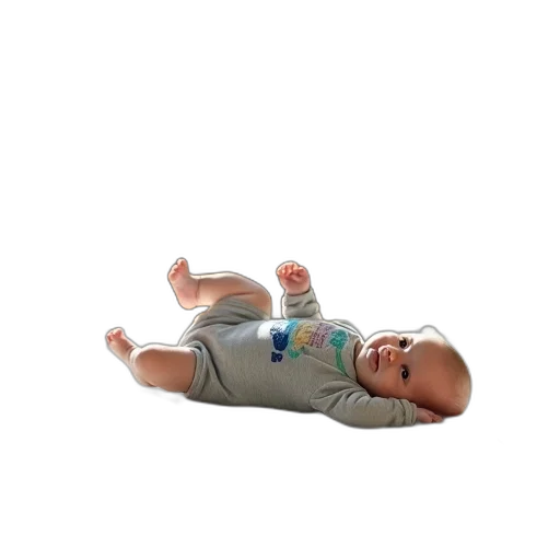bottle, creature, shoes, 3d render, photorealistic, baby, lying, white transparent PNG cut-out