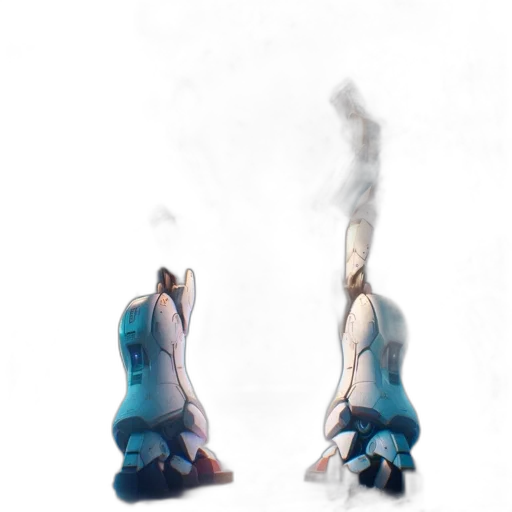 shoes, robot, mask, staff, concept art, 3d render, photorealistic, pixel art transparent PNG cut-out