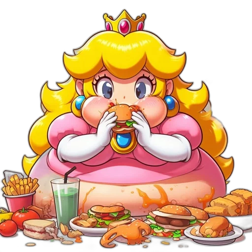 food, crown, dress, animal, pixel art, concept art, vaporwave, blonde-haired transparent PNG cut-out
