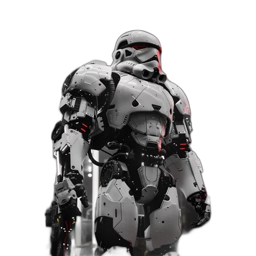 robot, weapon, concept art, 3d render, comic book art, pixel art, monochrome, robotic transparent PNG cut-out