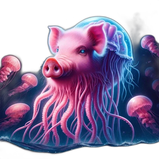 creature, animal, concept art, fantasy art, photorealistic, 3d render, underwater, pig transparent PNG cut-out