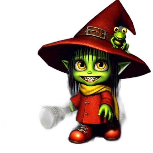 staff, hat, concept art, fantasy art, pixel art, 3d render, green-skinned, character transparent PNG cut-out