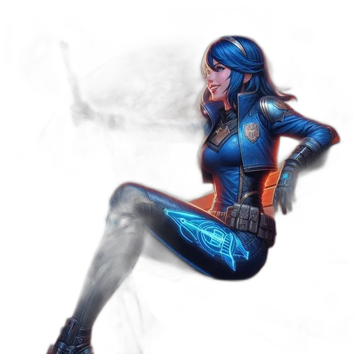 comic book art, concept art, fantasy art, 3d render, neon lights, outer space, blue, futuristic transparent PNG cut-out