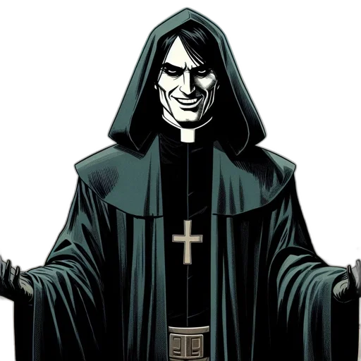 staff, comic book art, concept art, hooded transparent PNG cut-out