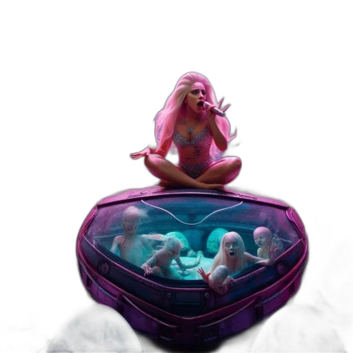 concept art, fantasy art, 3d render, vaporwave, underwater, outer space, neon lights, imaginative transparent PNG cut-out