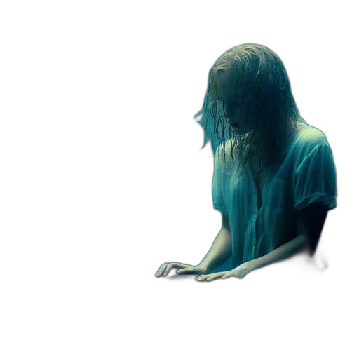 creature, hair, mask, dress, 3d render, concept art, photorealistic, vaporwave transparent PNG cut-out