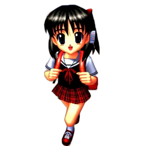 dress, staff, weapon, pixel art, 3d render, anime, cartoon, red transparent PNG cut-out