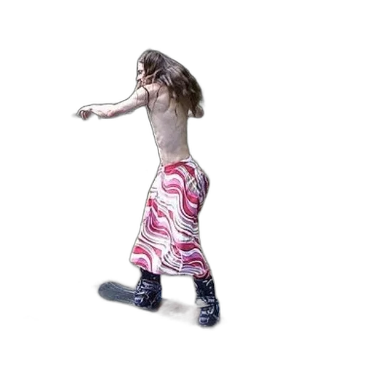 dress, creature, shoes, hair, concept art, vaporwave, person, colorful transparent PNG cut-out