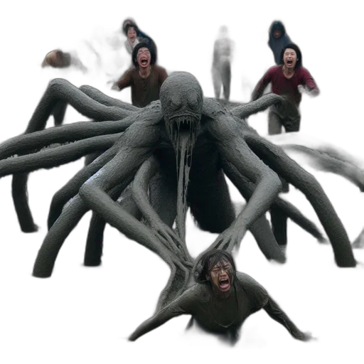 creature, hair, animal, mask, concept art, 3d render, comic book art, underwater transparent PNG cut-out