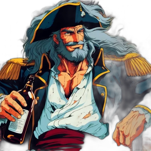 jacket, face, concept art, fantasy art, comic book art, pixel art, illustrated, pirate transparent PNG cut-out