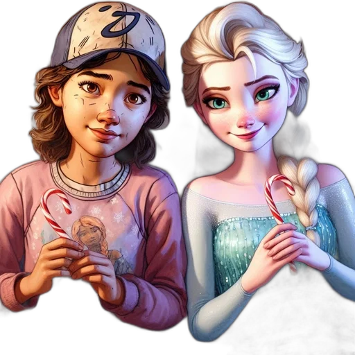 concept art, fantasy art, 3d render, cartoon, snow, two, animated, characters transparent PNG cut-out
