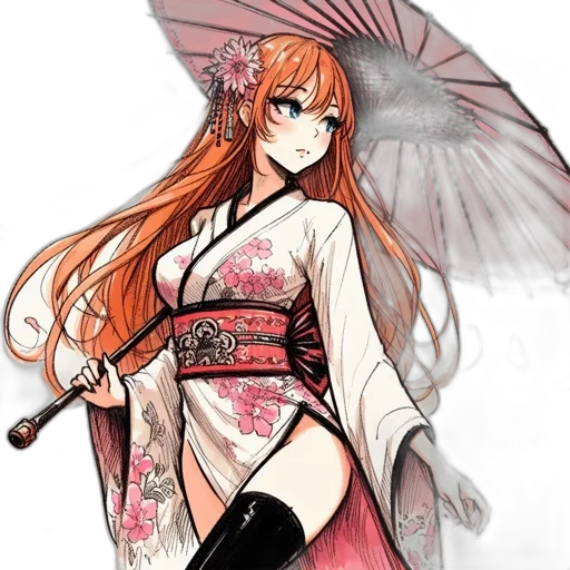 staff, umbrella, dress, weapon, fantasy art, anime, concept art, pixel art transparent PNG cut-out