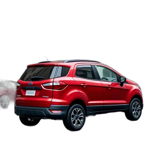 car, red, ford, ecosporto, parked, road transparent PNG cut-out