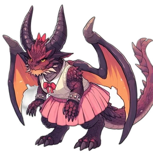 dragon, creature, staff, dress, concept art, fantasy art, pixel art, anime transparent PNG cut-out