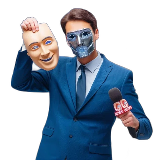 mask, face, cartoon, man, blue, suit, wears, futuristic transparent PNG cut-out
