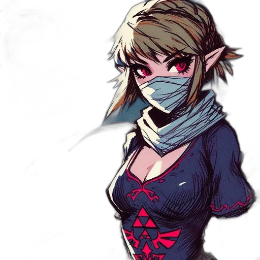 mask, dress, concept art, fantasy art, pixel art, comic book art, dark, blue transparent PNG cut-out