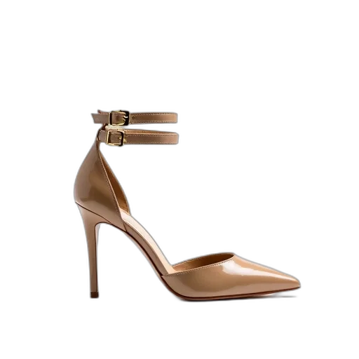 shoes, earth tones, golden, pair, beige, high-heeled, sandals, pointed transparent PNG cut-out