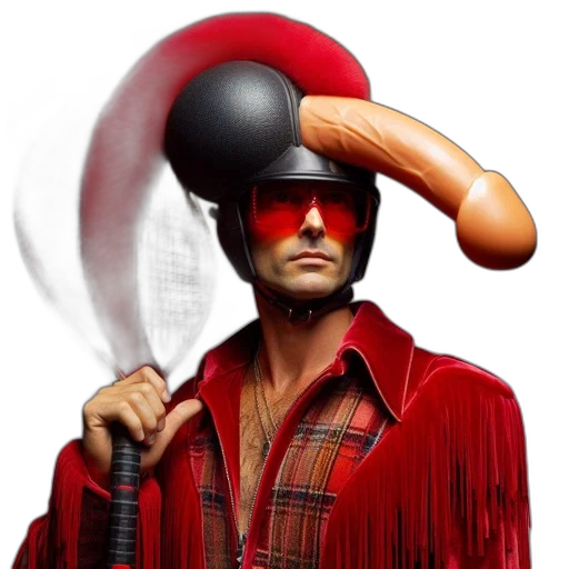 hat, mask, concept art, photorealistic, comic book art, 3d render, red, man transparent PNG cut-out