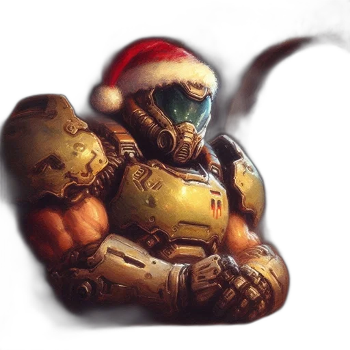 robot, concept art, fantasy art, pixel art, watercolor, armored, figure, santa transparent PNG cut-out