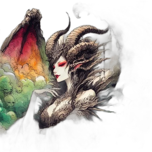 dragon, fantasy art, concept art, watercolor, comic book art, green, female, figure transparent PNG cut-out