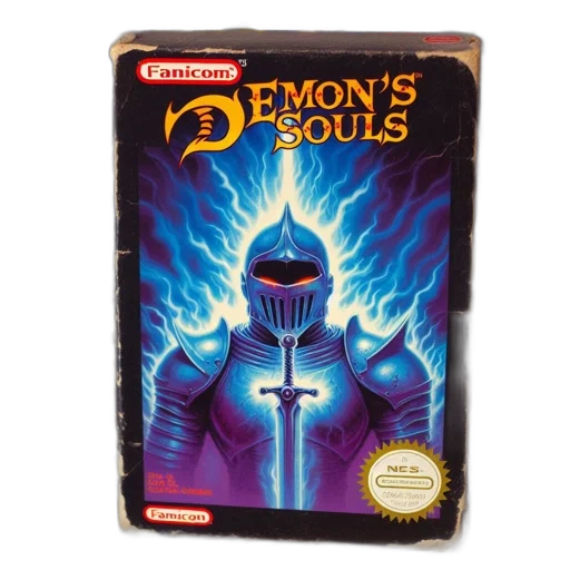 game, box, demon, souls, designed, resemble, vintage, nes transparent PNG cut-out