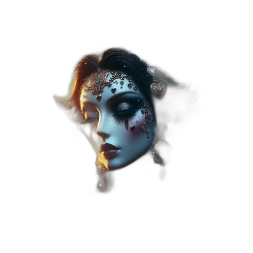 mask, face, crown, jewelry, fantasy art, concept art, cyberpunk, photorealistic transparent PNG cut-out