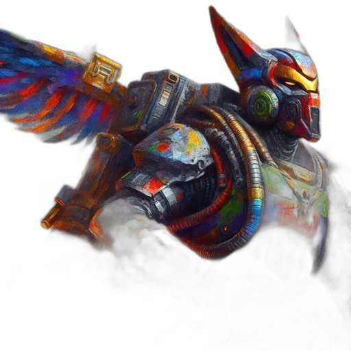 dragon, weapon, robot, sword, concept art, fantasy art, watercolor, 3d render transparent PNG cut-out