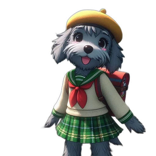 animal, staff, jacket, 3d render, concept art, anime, cartoon, fluffy transparent PNG cut-out