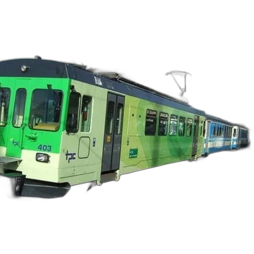 3d render, photorealistic, green, blue, train, number, 403, parked transparent PNG cut-out