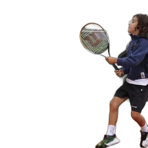 young, boy, blue, jacket, black, shorts, playing, tennis transparent PNG cut-out