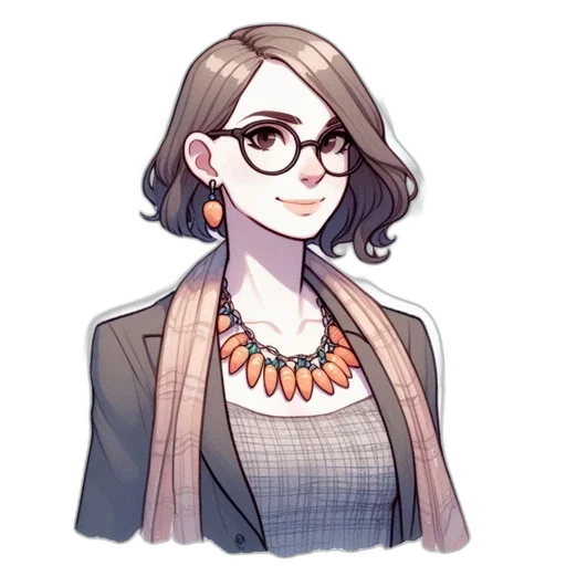 staff, jewelry, jacket, face, cartoon, pixel art, concept art, fantasy art transparent PNG cut-out