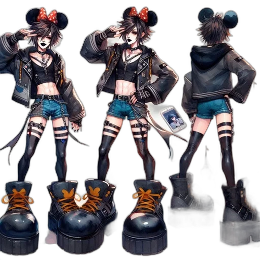 concept art, cyberpunk, fantasy art, 3d render, dark, monochrome, animated, figure transparent PNG cut-out