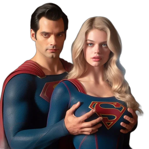 comic book art, concept art, photorealistic, fantasy art, two, individuals, portraying, superman transparent PNG cut-out
