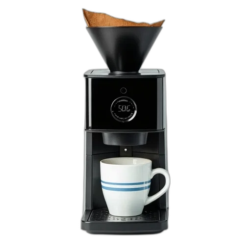 3d render, modern, coffee, maker, digital, display, black, silver transparent PNG cut-out