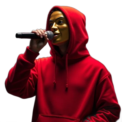 jacket, face, creature, staff, concept art, red, person, hoodie transparent PNG cut-out