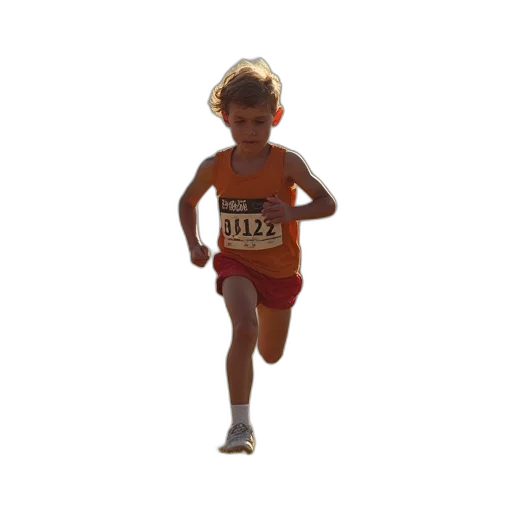 photorealistic, 3d render, oil painting, young, boy, runs, race, cross transparent PNG cut-out