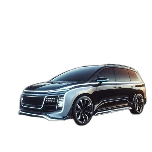 car, concept art, 3d render, photorealistic, sleek, futuristic, black, blue transparent PNG cut-out